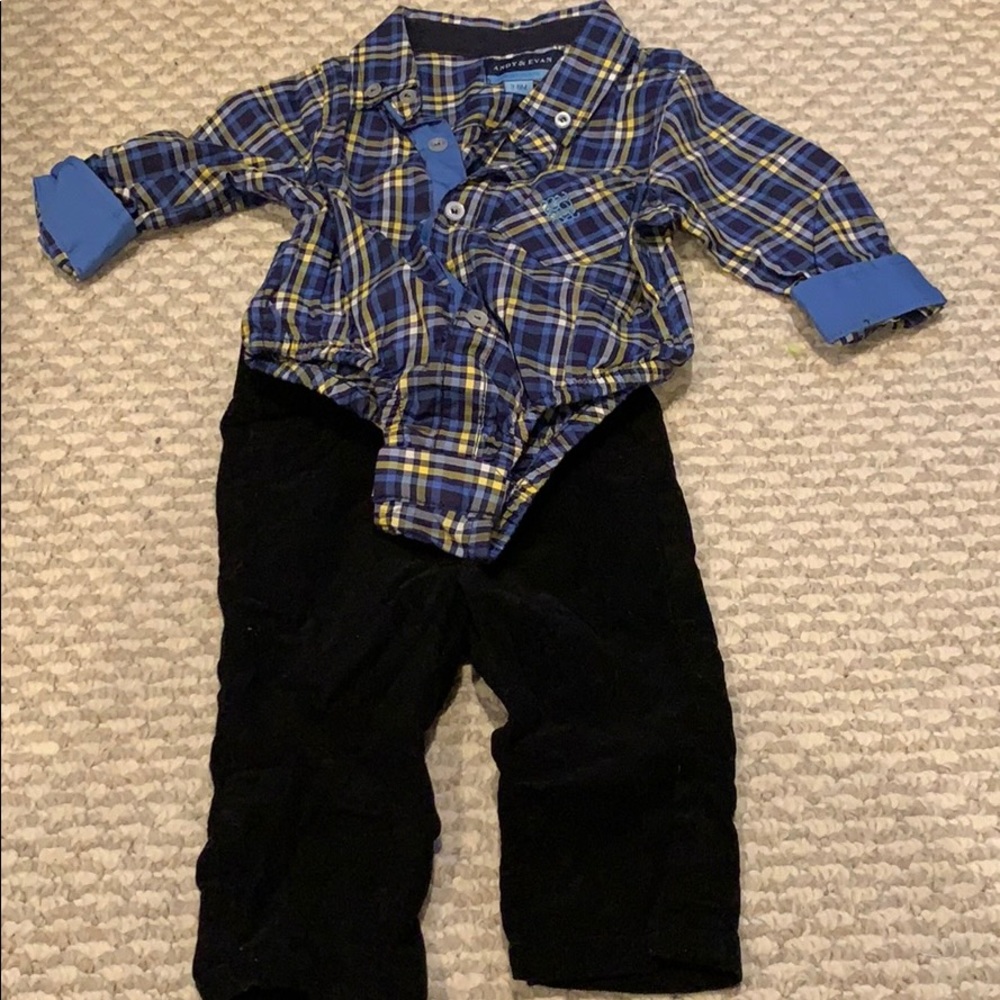 Andy & Evan button up onesie outfit